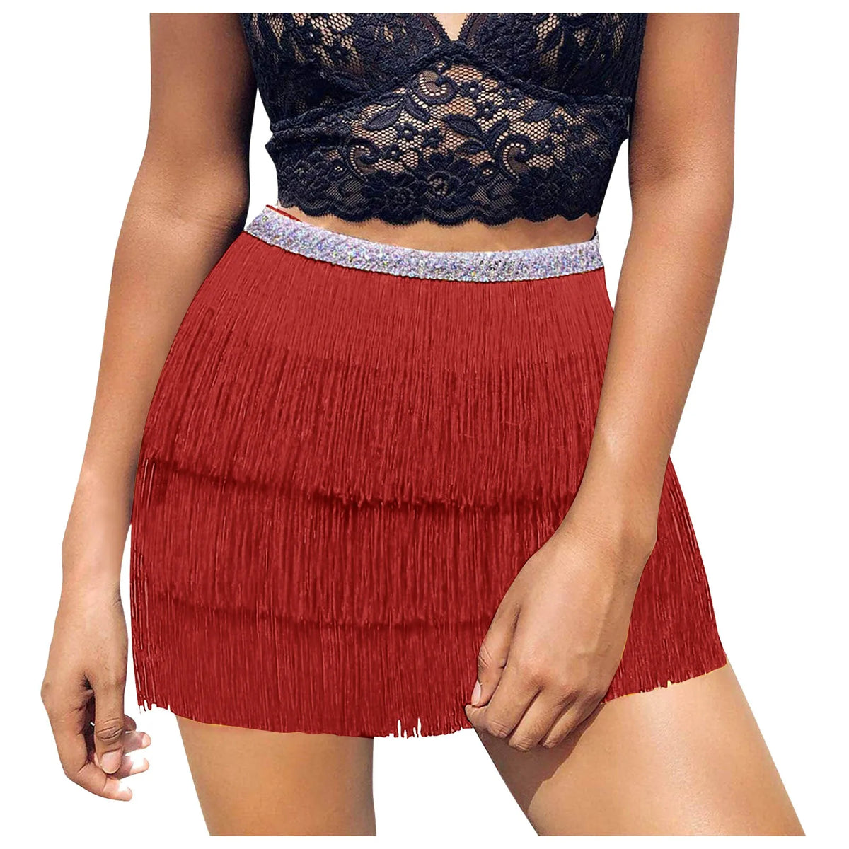 ZOMAXIUJEE Womens Sequin Tassel Belly Dance Hip Wrap Skirt