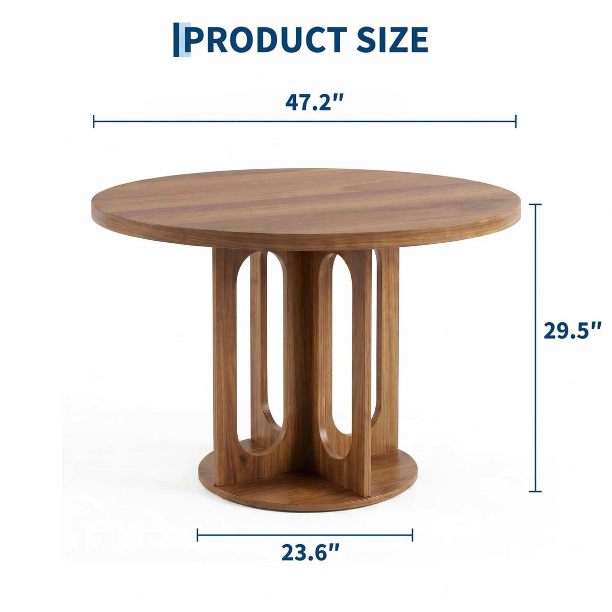 HiMISS Modern Round Dining Table With Open Arch Pedestal Base