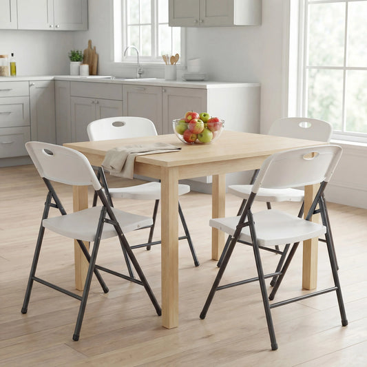 JHK 2/4/6 Pack Plastic Stackable Folding Chairs Portable Dining Chairs Set Heavy Duty with Ergonomic Back Easy to Use for Home