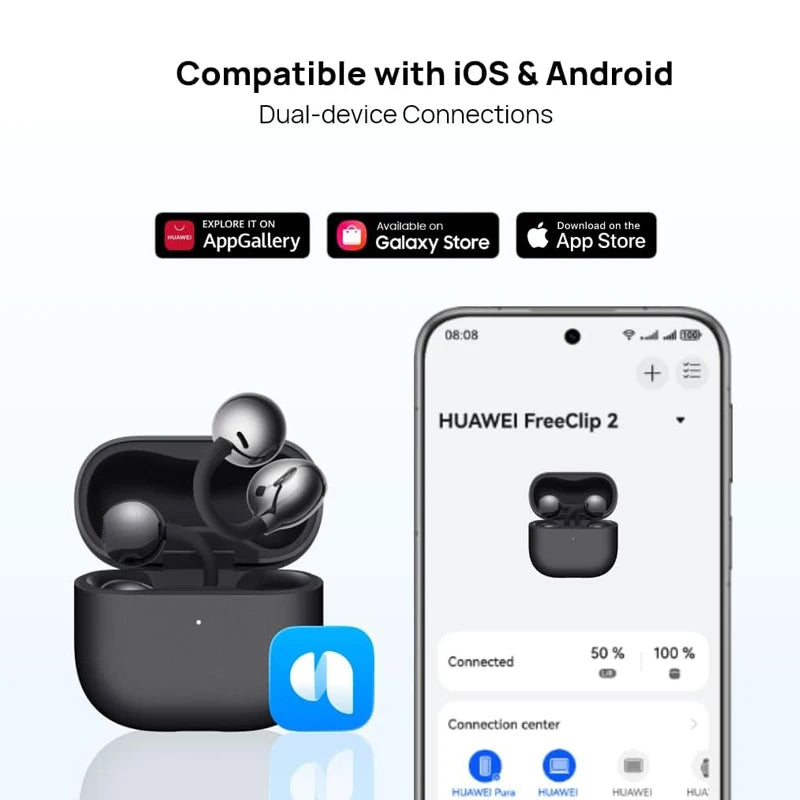 HUAWEI Freeclip 2, Bluetooth Wireless Headphones, Airy C-bridge Design Earbuds,Adaptive Open-ear Listening,Android & iOS,