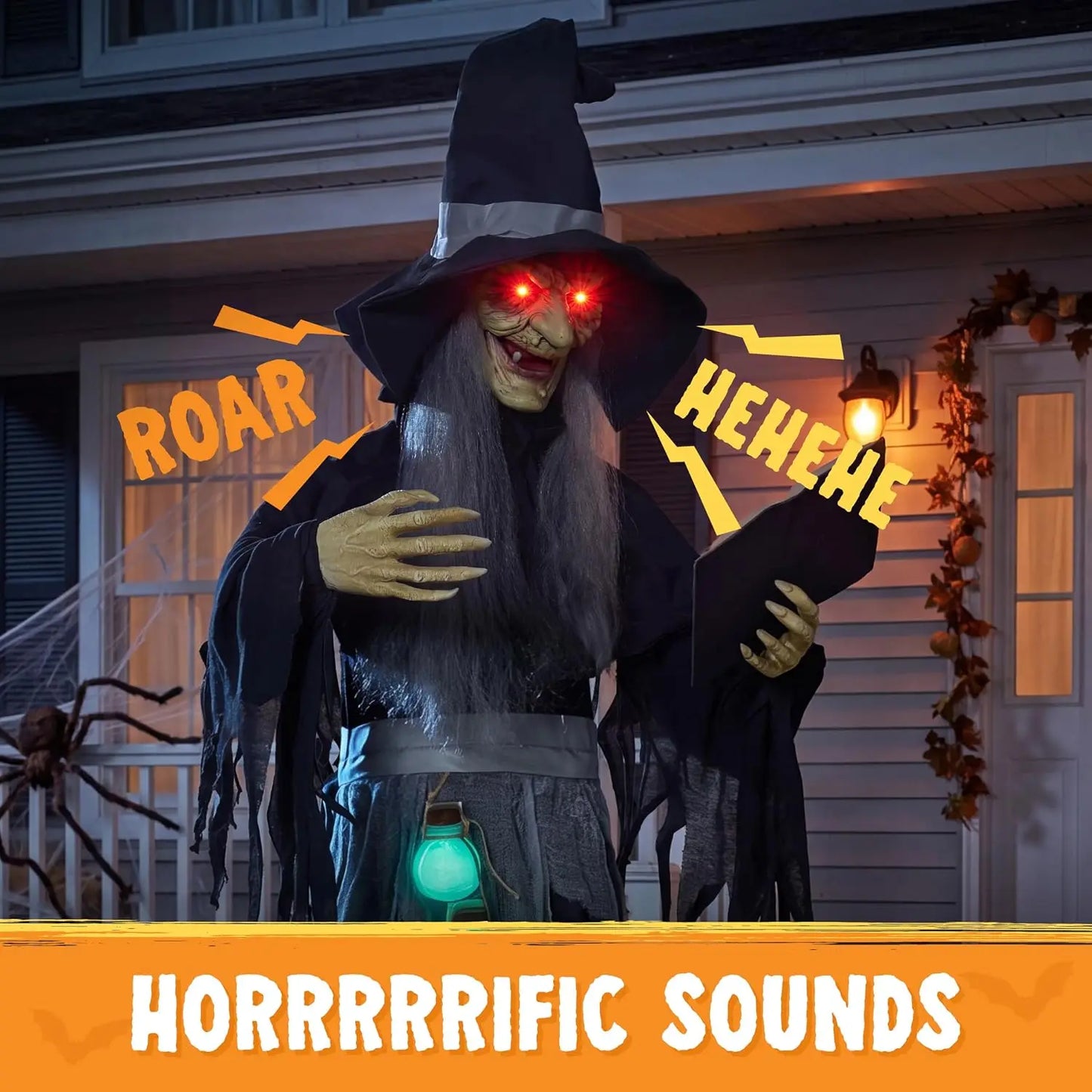Joyfy Sound Activated Animatronic Witch Halloween Outdoor Decor