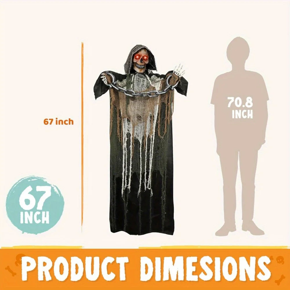 Joyfy Animated Halloween Grim Reaper Outdoor Sound Activated Decoration