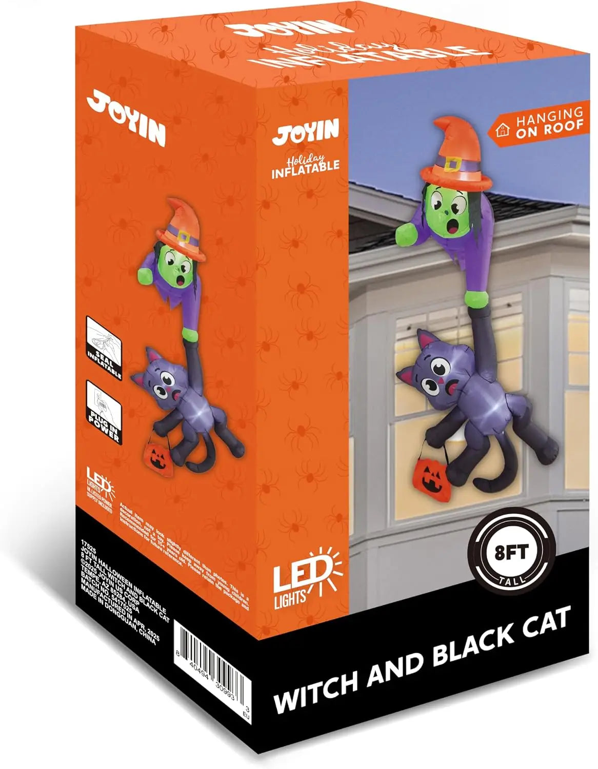 Joyfy Halloween Witch And Black Cat Inflatable Roof Decoration