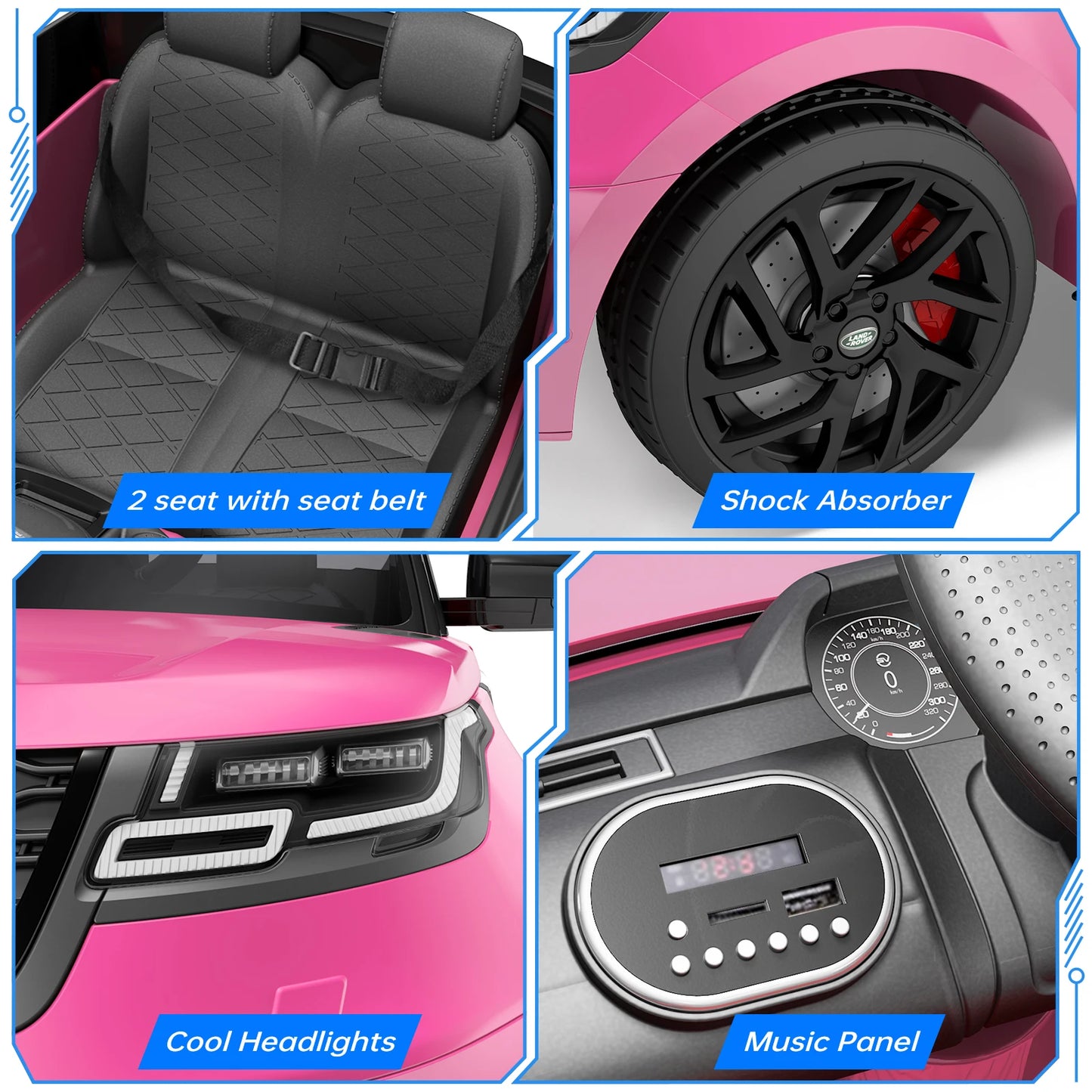 Ride on Cars For Kid 4-8, 12V Ride Electric Car For Kids With Parent Remote Control, MP3 Player, Rocking, Pull Rod