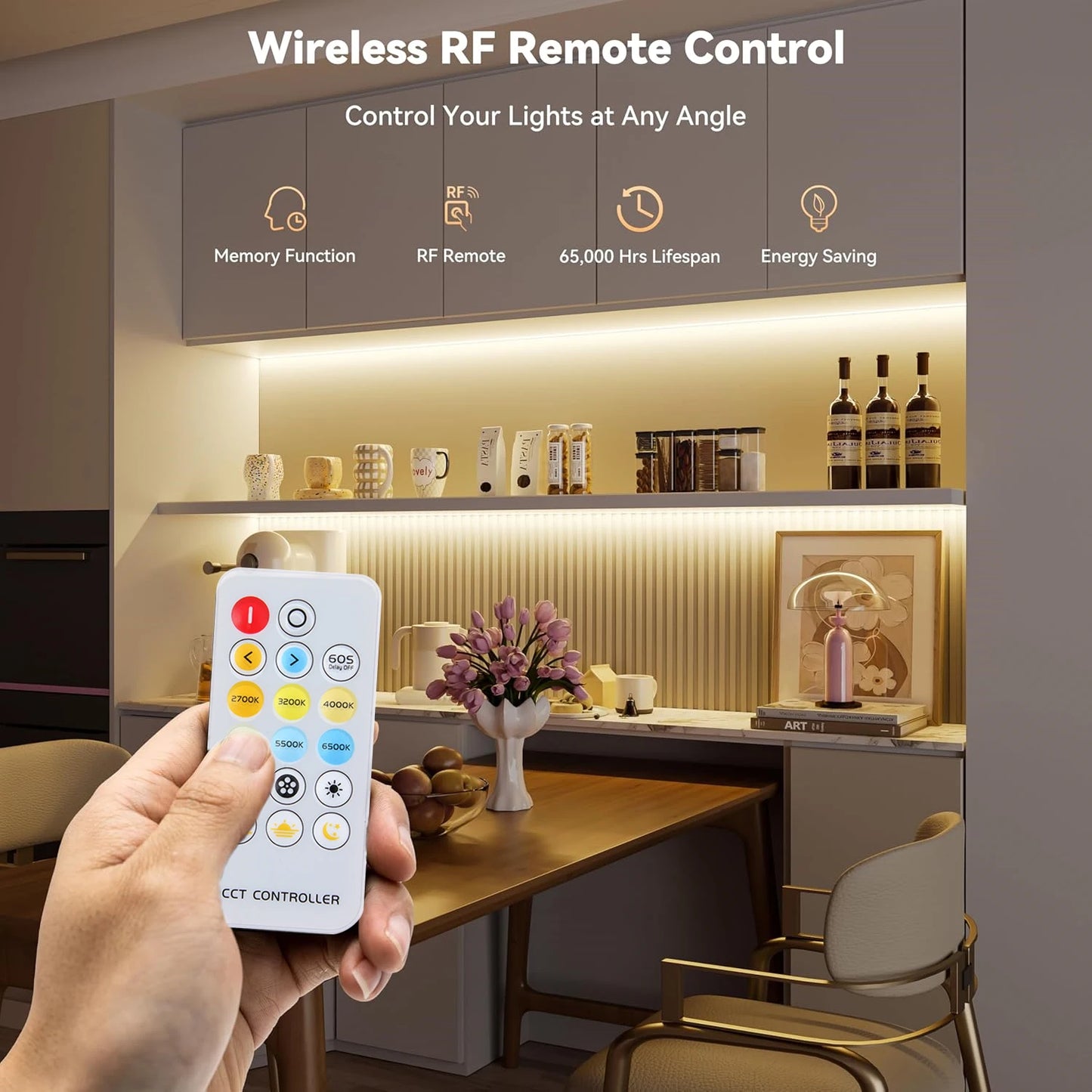 A-Convey 24V COB LED Strip Lights Dimmable With Remote