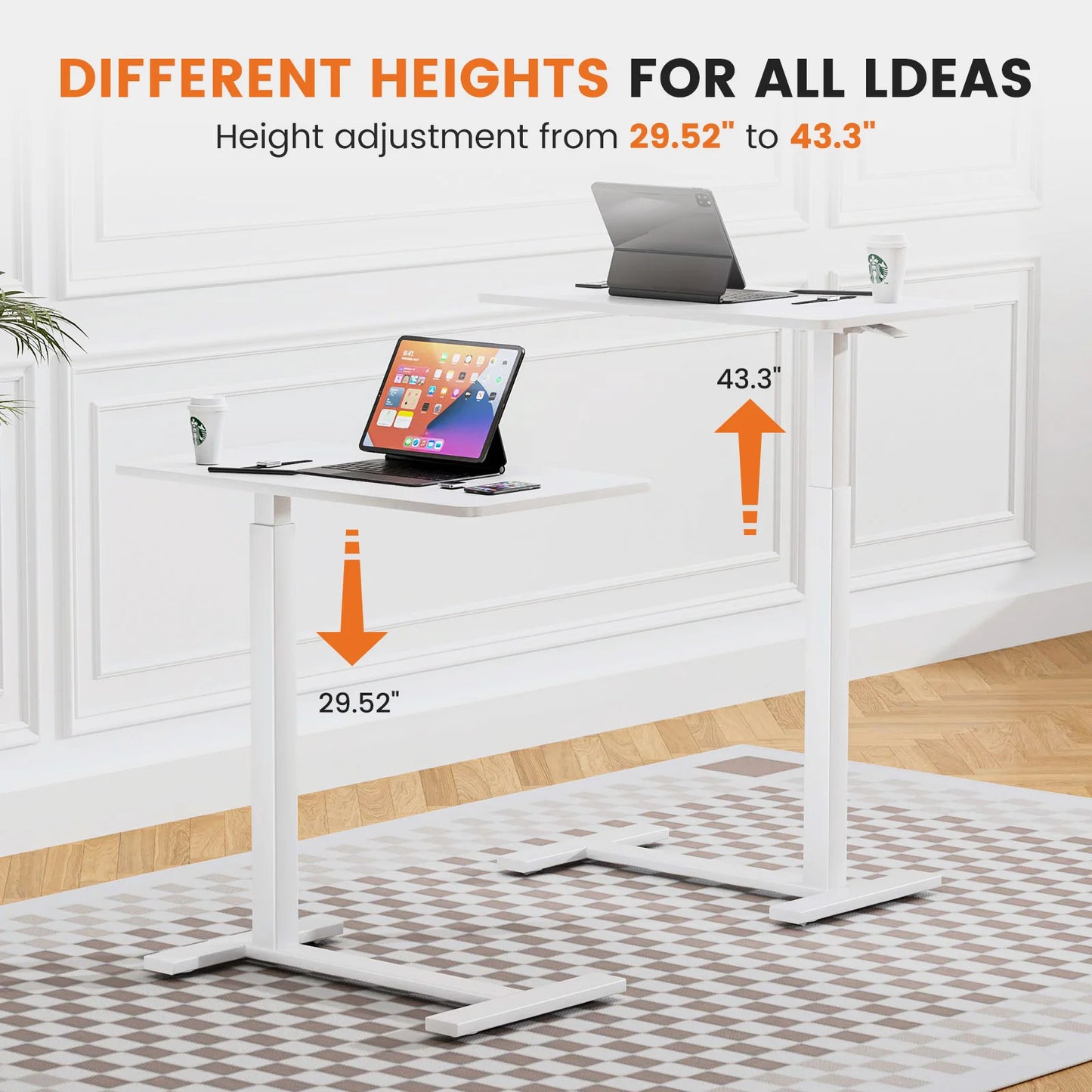 JHK Overbed Bedside Table With Adjustable Height For Laptop Use