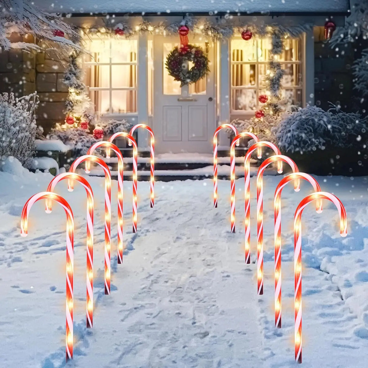 Joyfy Christmas Candy Cane Pathway Marker Lights