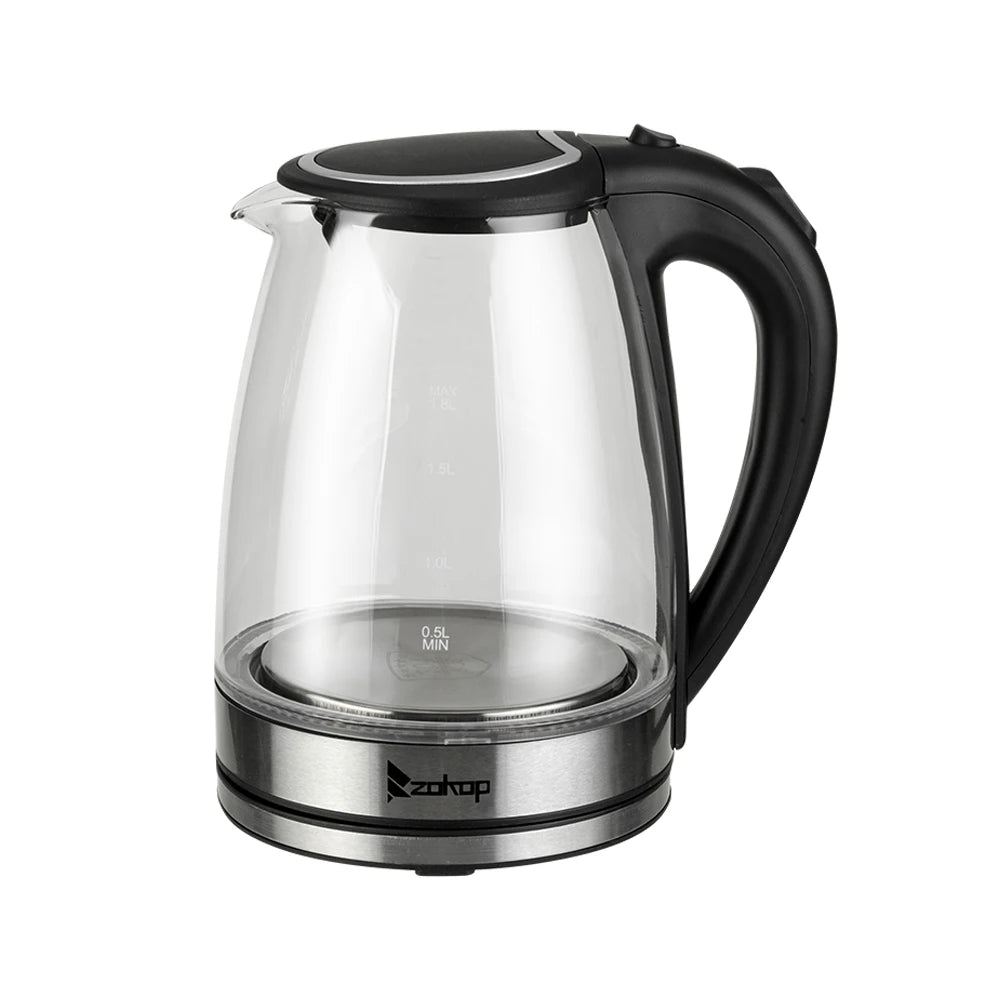 ZOKOP Electric Glass Kettle Auto Shut Off With LED Base