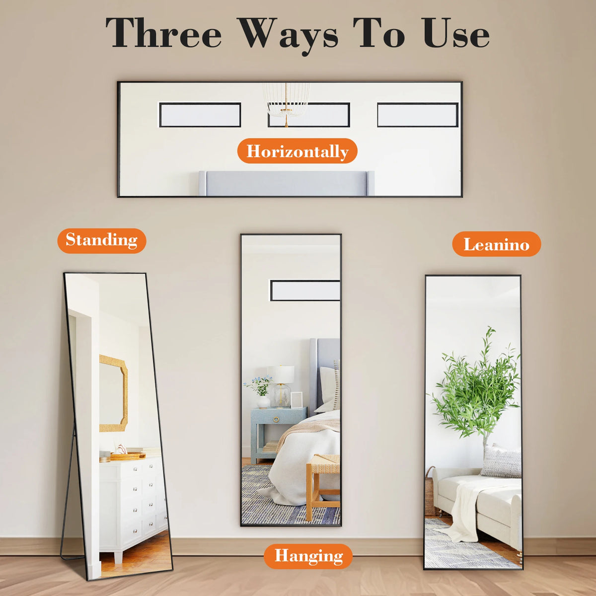 JHK Arched Full Length Floor Mirror With Stand For Bedroom