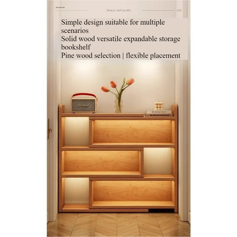 Modern Wooden Corner Bookshelf With Multilayer Storage Design