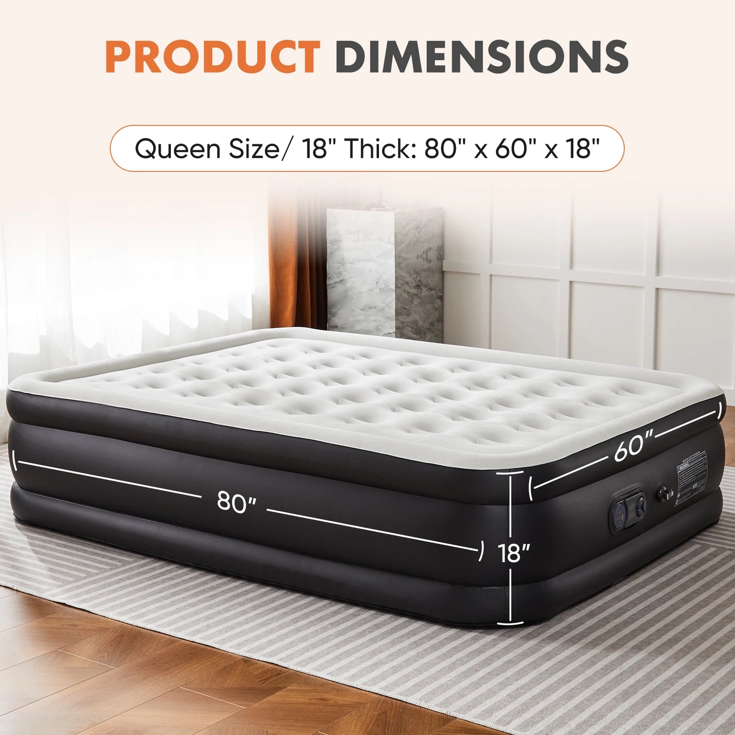 Air Mattress With Built In Pump For Home Camping Non Slip Bottom