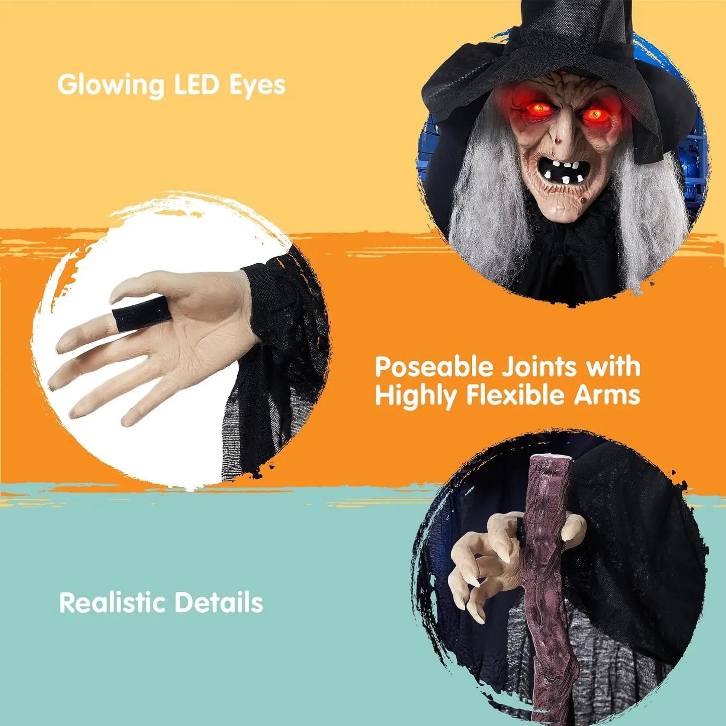 Joyfy Animatronic Witch Halloween Outdoor Decor With Light And Sound
