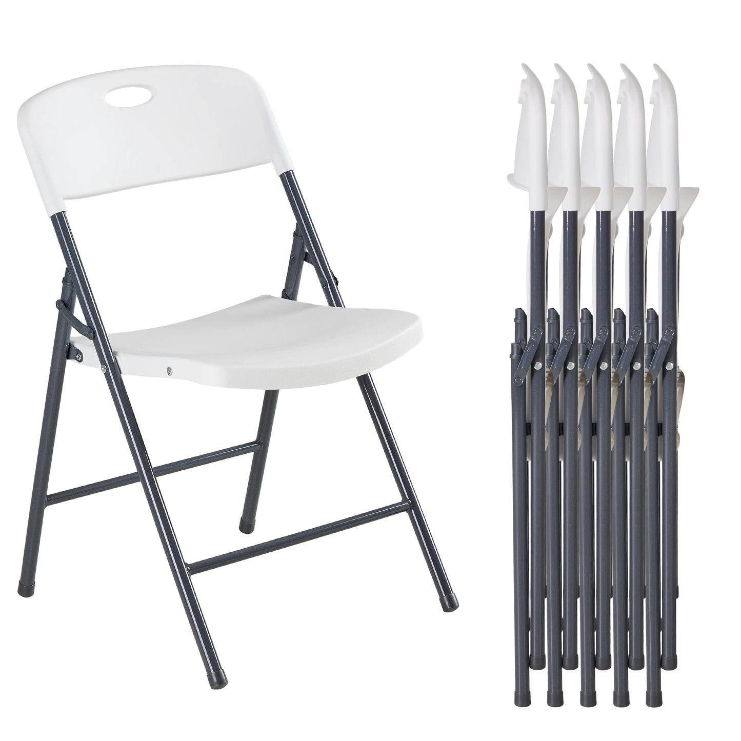 JHK 2/4/6 Pack Plastic Stackable Folding Chairs Portable Dining Chairs Set Heavy Duty with Ergonomic Back Easy to Use for Home