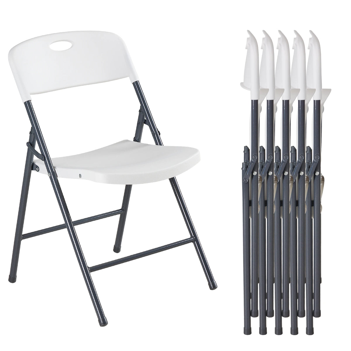 JHK Stackable Folding Chairs With Ergonomic Back for Home Dining Sets