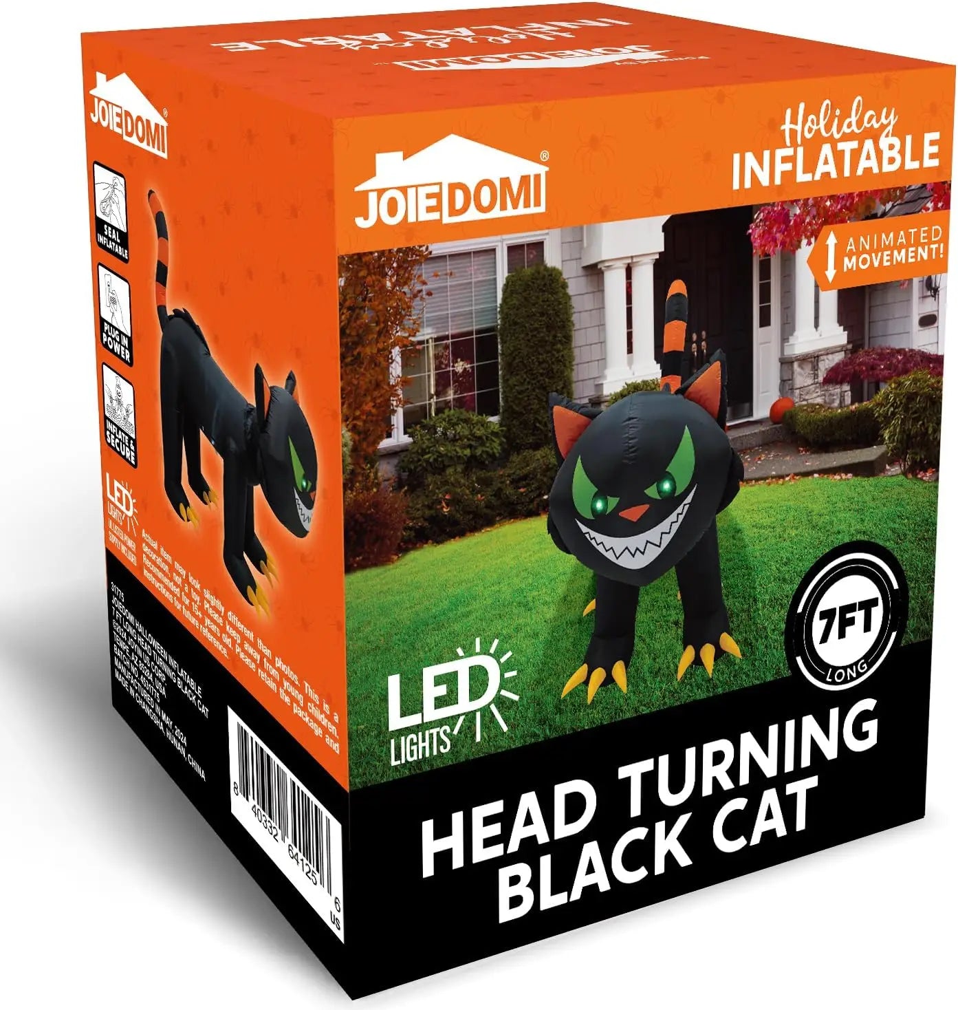 Joyfy Halloween Inflatable Cat With Moving Head And Led Lights