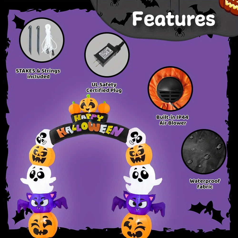 Joyfy Halloween Pumpkin Archway Inflatable With LED Lights Outdoor Decoration