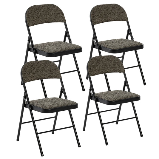 MCQ 4 Pack Foldable Fabric Padded Cushion Office Chair Ergonomic Metal Frame Soft Cushion Lumbar Support Heavy Capacity 330LB For Home Office﻿