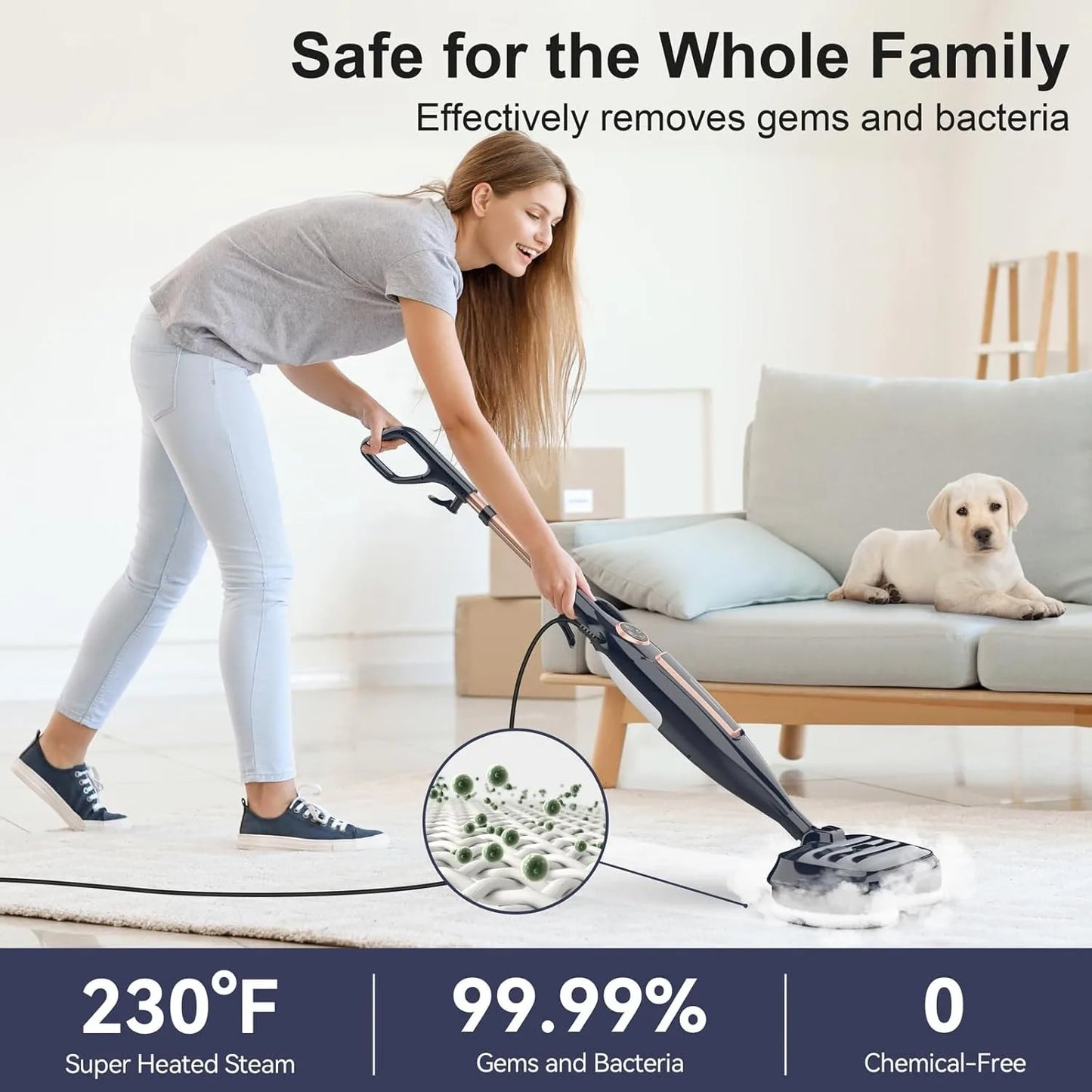 Devoac VM6 Steam Mop With Rotating Pad 1300W Floor Cleaner