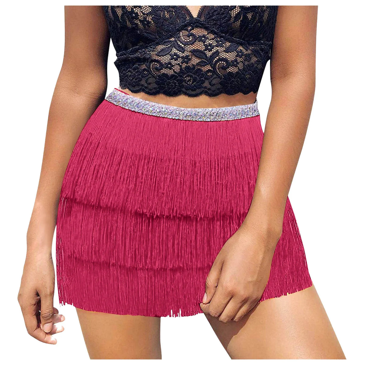 ZOMAXIUJEE Womens Sequin Tassel Belly Dance Hip Wrap Skirt