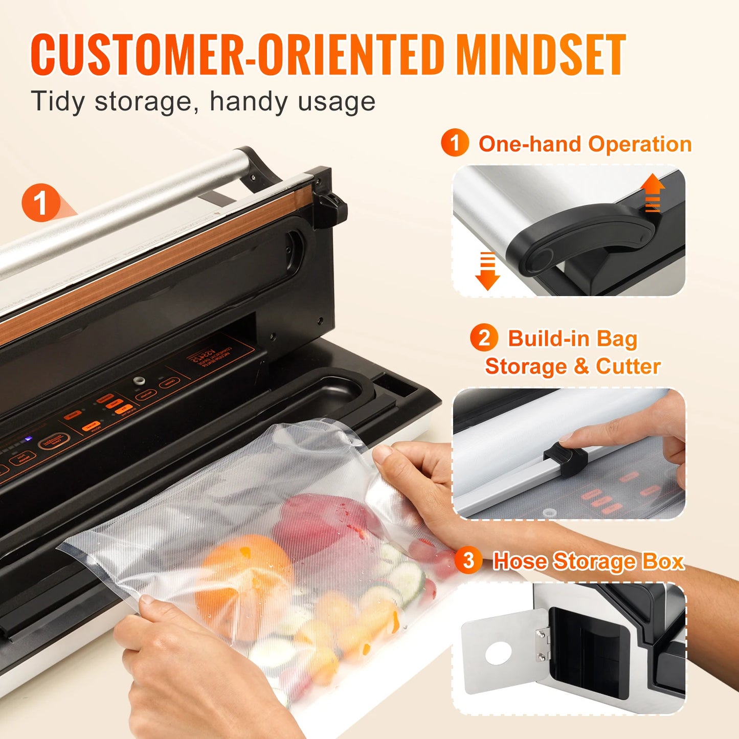 SucceBuy Commercial Vacuum Sealer Machine With Bag Roll Storage Cutter