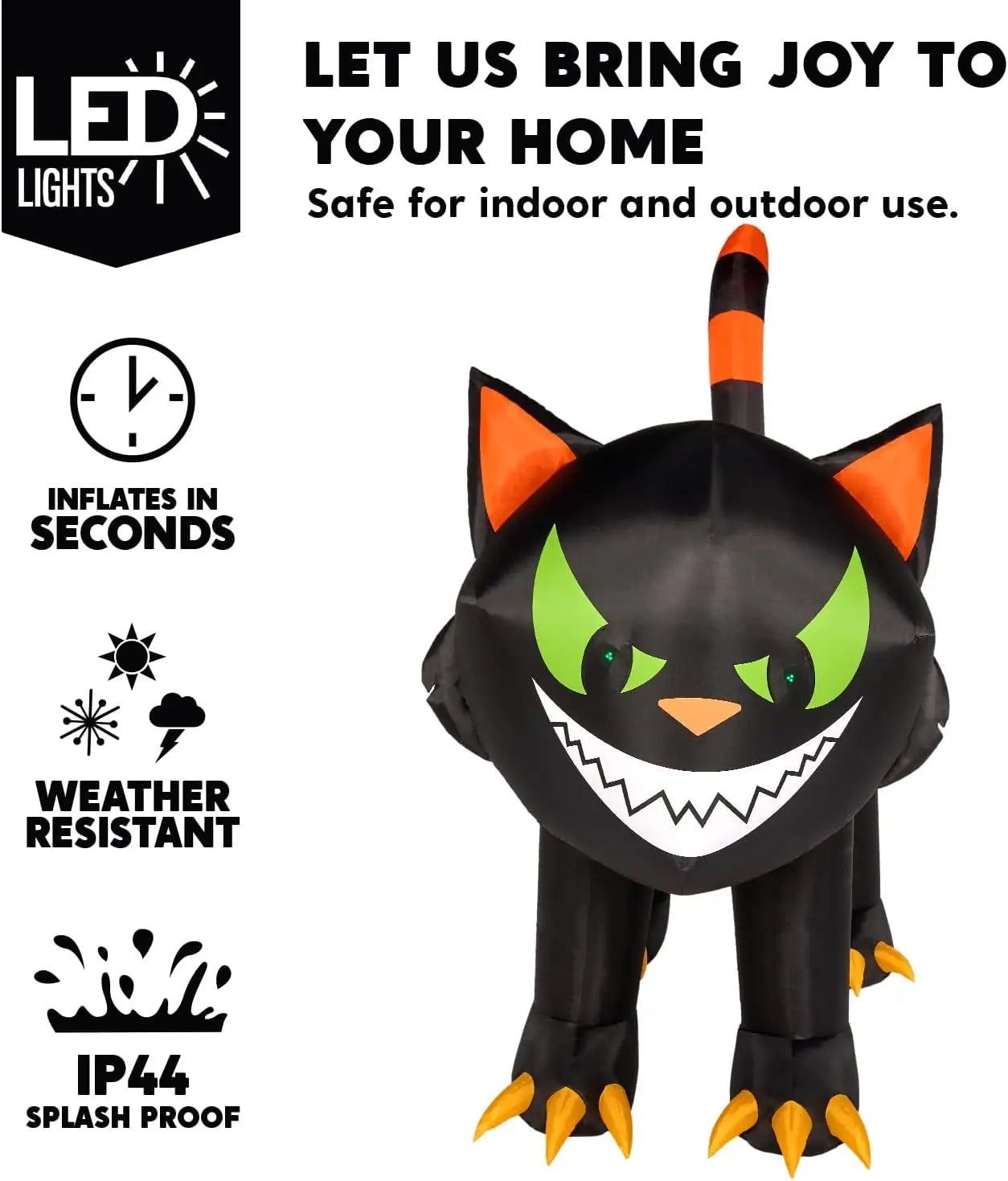 Joyfy Halloween Inflatable Cat With Moving Head And Led Lights