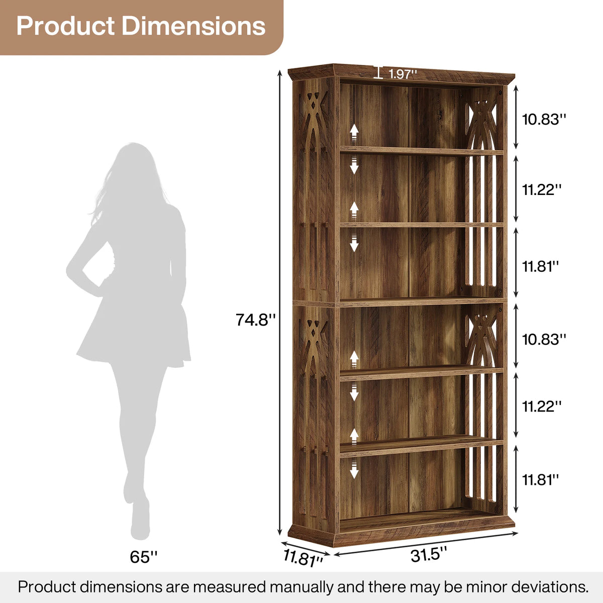 Tribesigns Six Tier Freestanding Wooden Bookcase With Display Shelves
