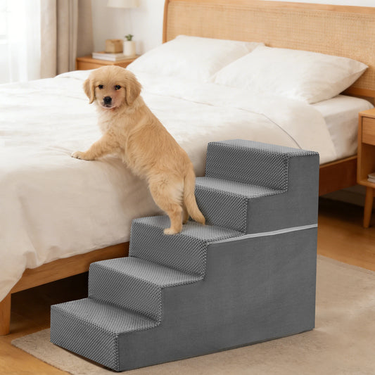 JHK 3-5 Step Angled Foam Dog Stairs For Small Dogs