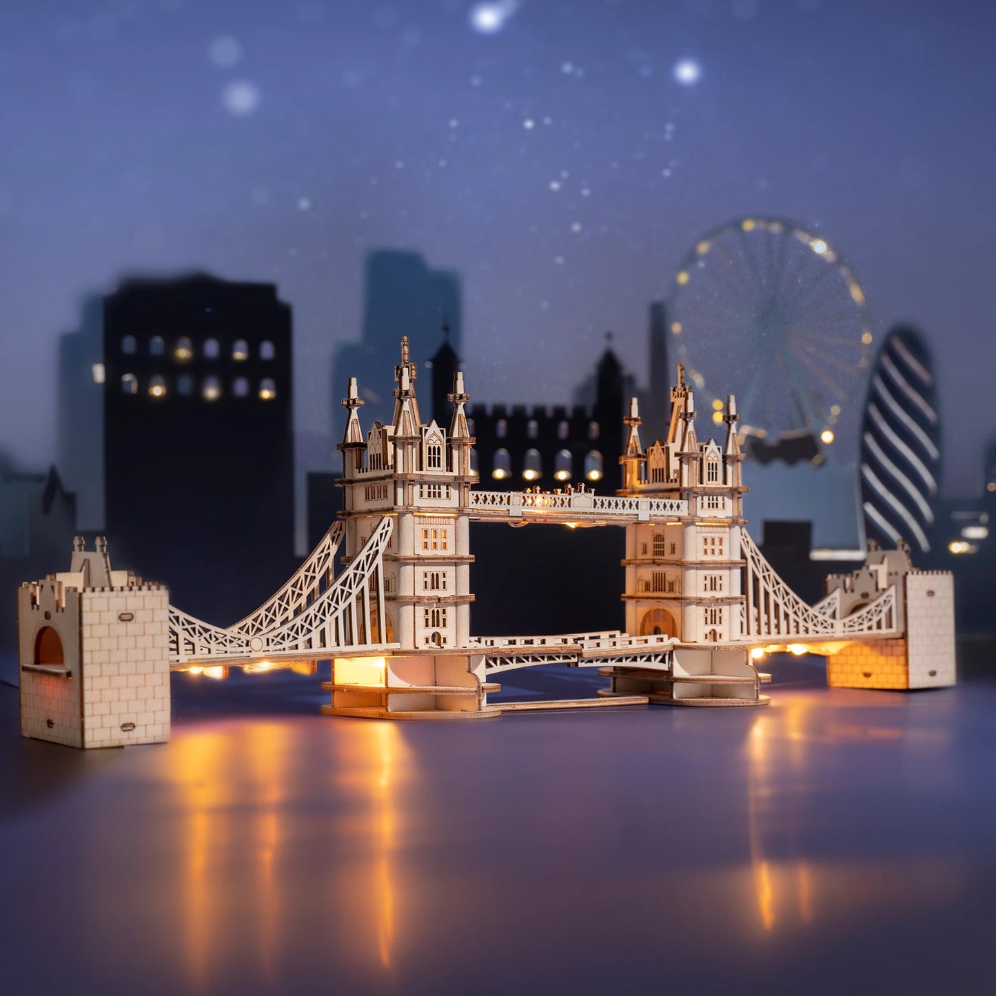 Rolife Wooden 3D Tower Bridge Model Building Kit With Led Light