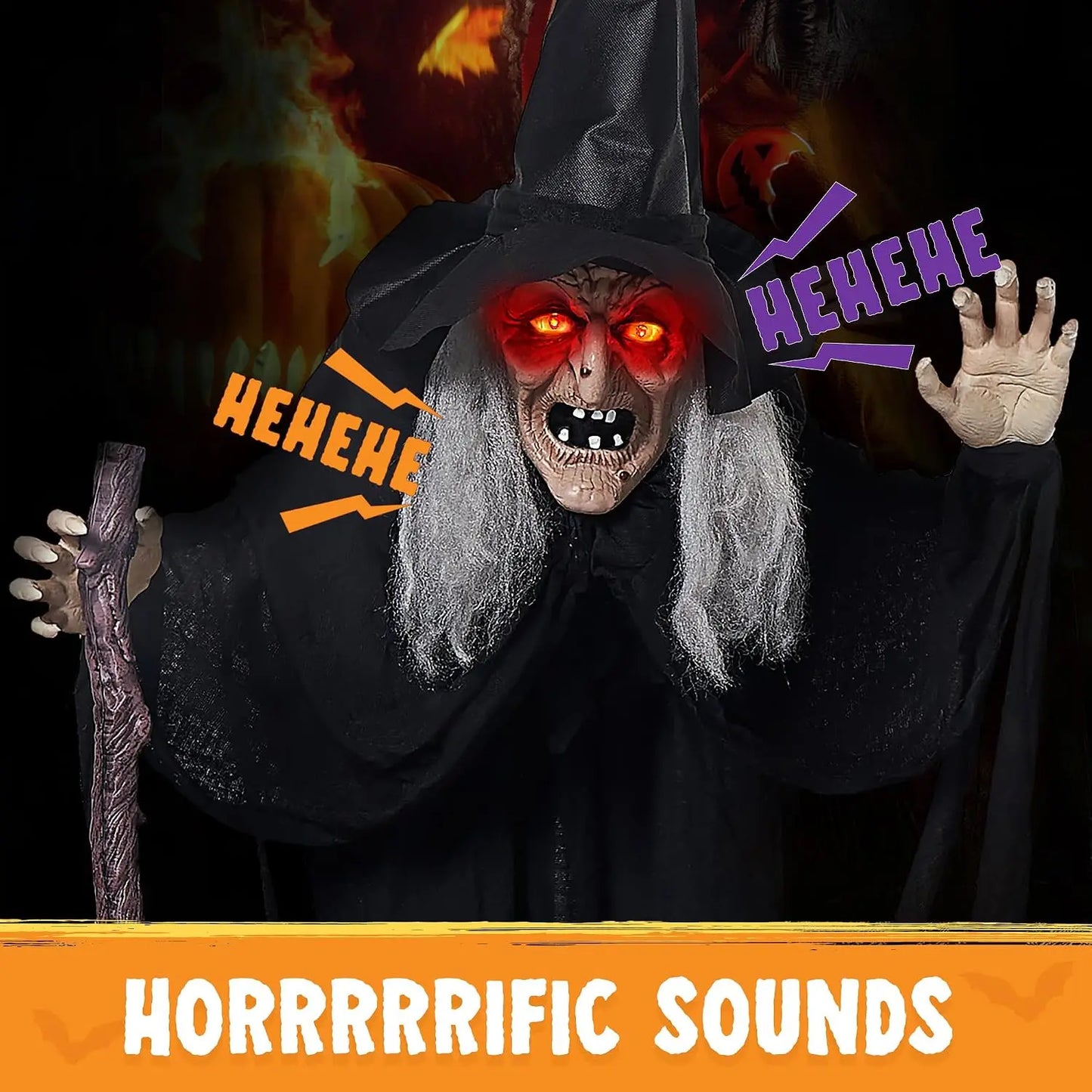 Joyfy Animatronic Witch Halloween Outdoor Decor With Light And Sound