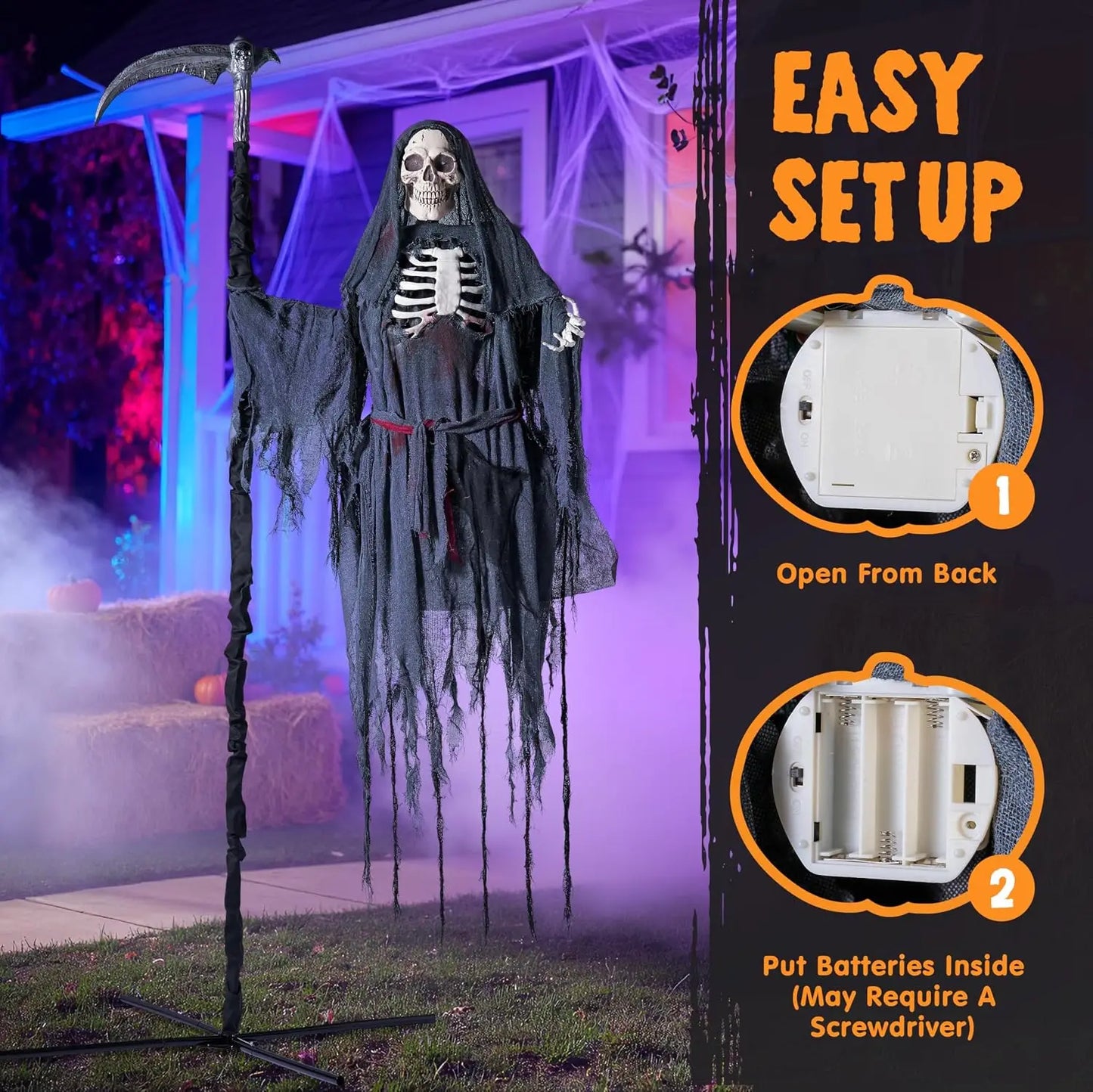 Joyfy Animatronic Flying Grim Reaper Halloween Yard Decor