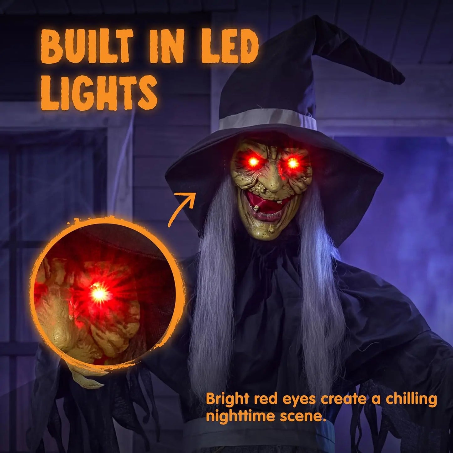 Joyfy Sound Activated Animatronic Witch Halloween Outdoor Decor