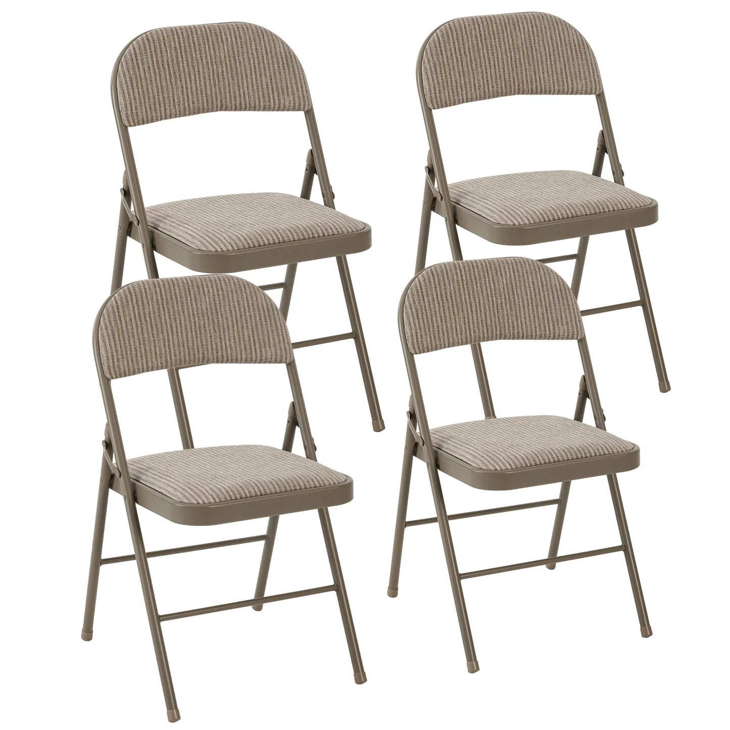 MCQ 4 Pack Foldable Fabric Padded Cushion Office Chair Ergonomic Metal Frame Soft Cushion Lumbar Support Heavy Capacity 330LB For Home Office﻿