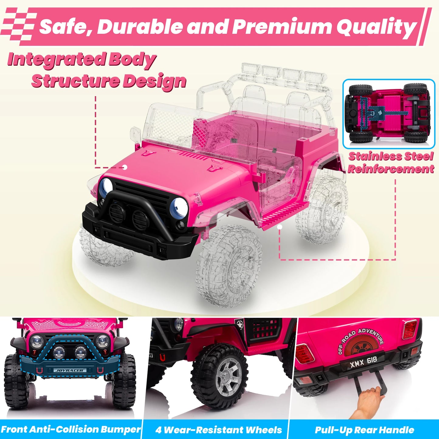 24V Ride On Toys Truck with Remote Control, 2 Seater 800W 7AH Powered Ride on Electric Car, Bluetooth MP3 Music, 4 Whee