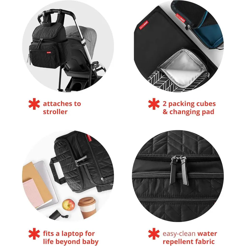Multi Function Diaper Backpack With Changing Pad And Stroller Clips