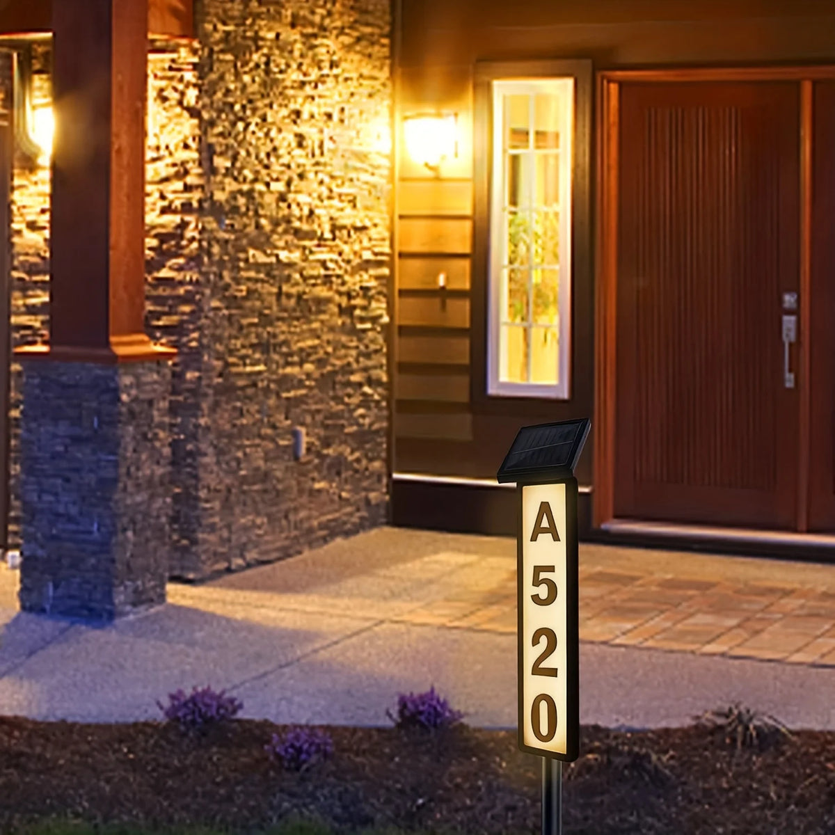 Solar Powered Outdoor Address Sign Light With Automatic Night Lighting