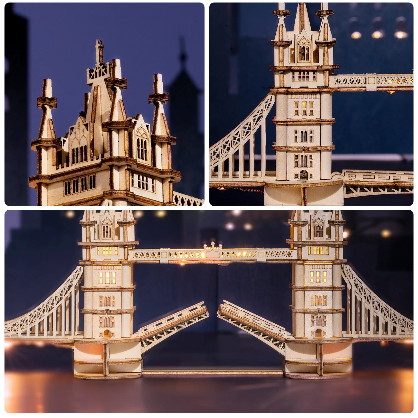 Rolife Wooden 3D Tower Bridge Model Building Kit With Led Light