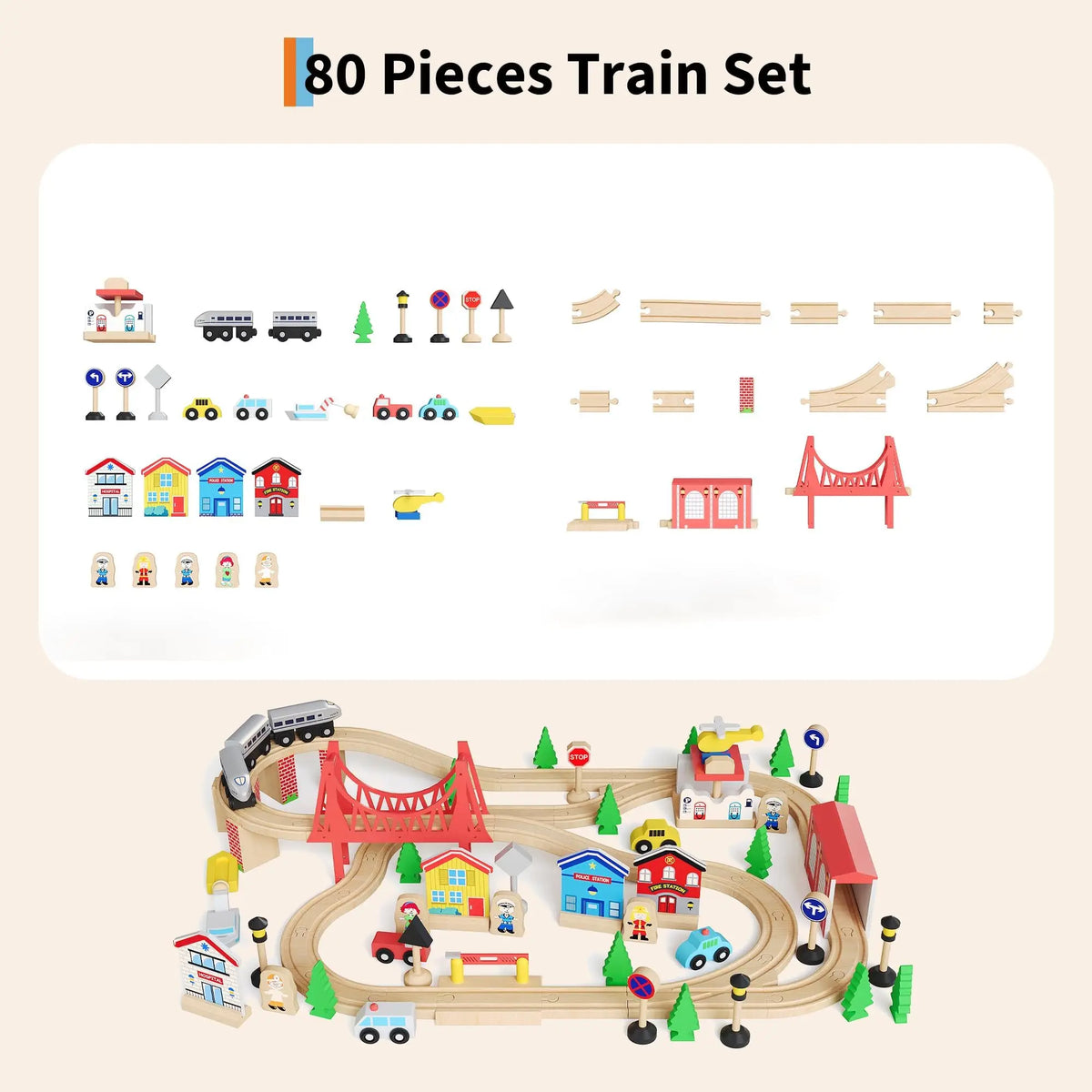 78PCS 4-in-1 Wooden Train Table Set For Kids, Reversible Activity Desk Art Easel Building Block Table With Tracks & Storage Bin