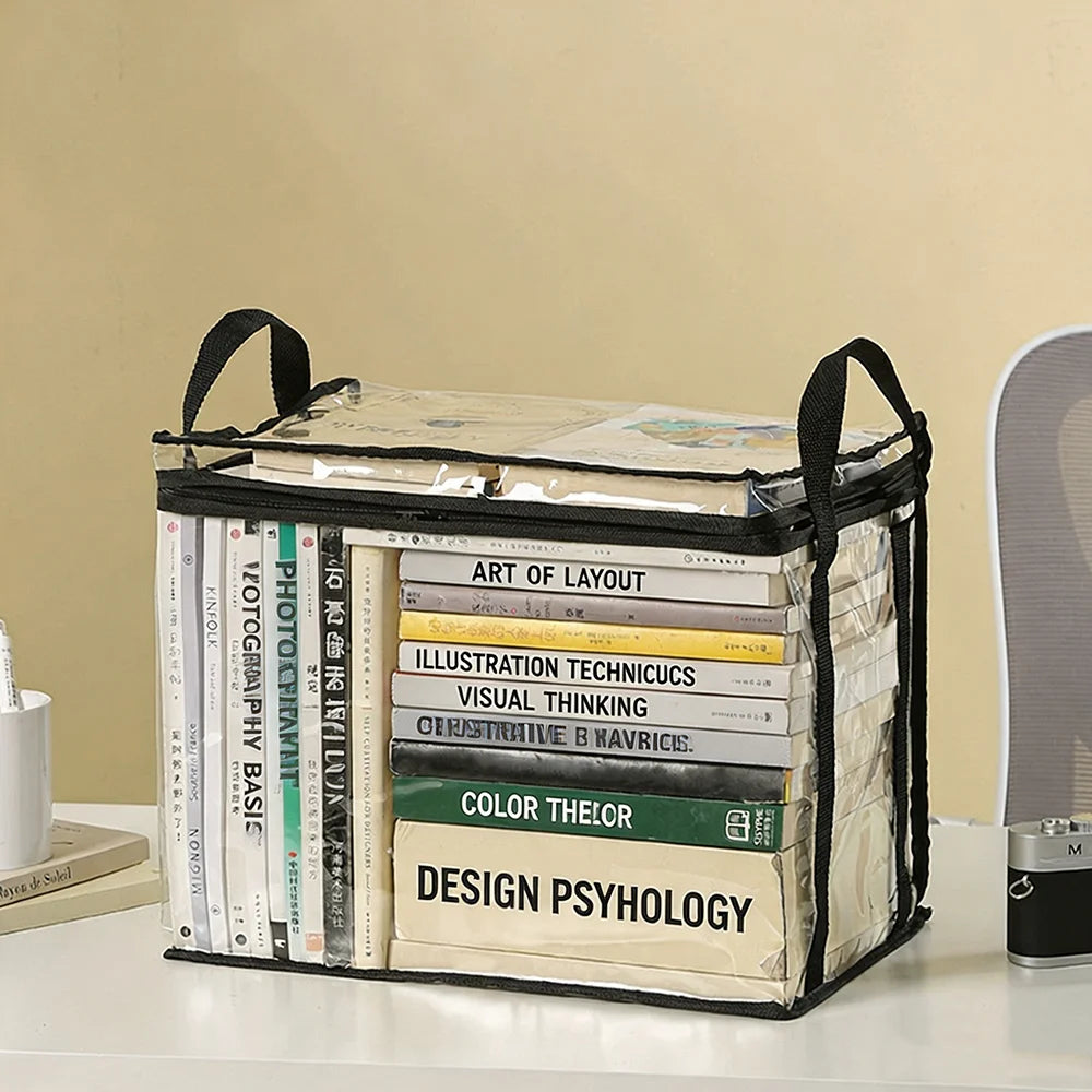 Foldable Transparent Storage Organizer Box With Handle For Books Toys