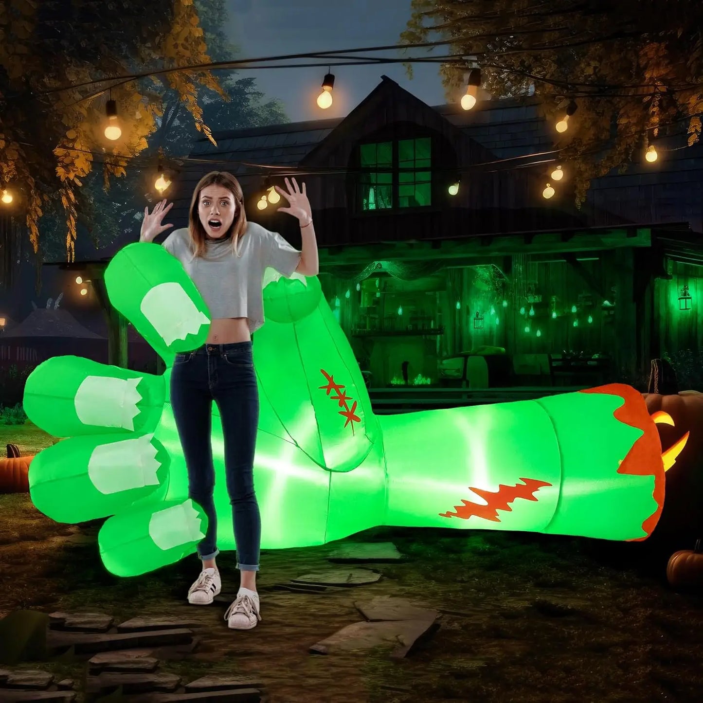 Joyfy Giant Zombie Arm Outdoor Inflatable Halloween Yard Decor