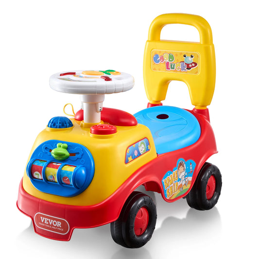 Toddler Push Ride On Car With Music Steering Wheel Storage