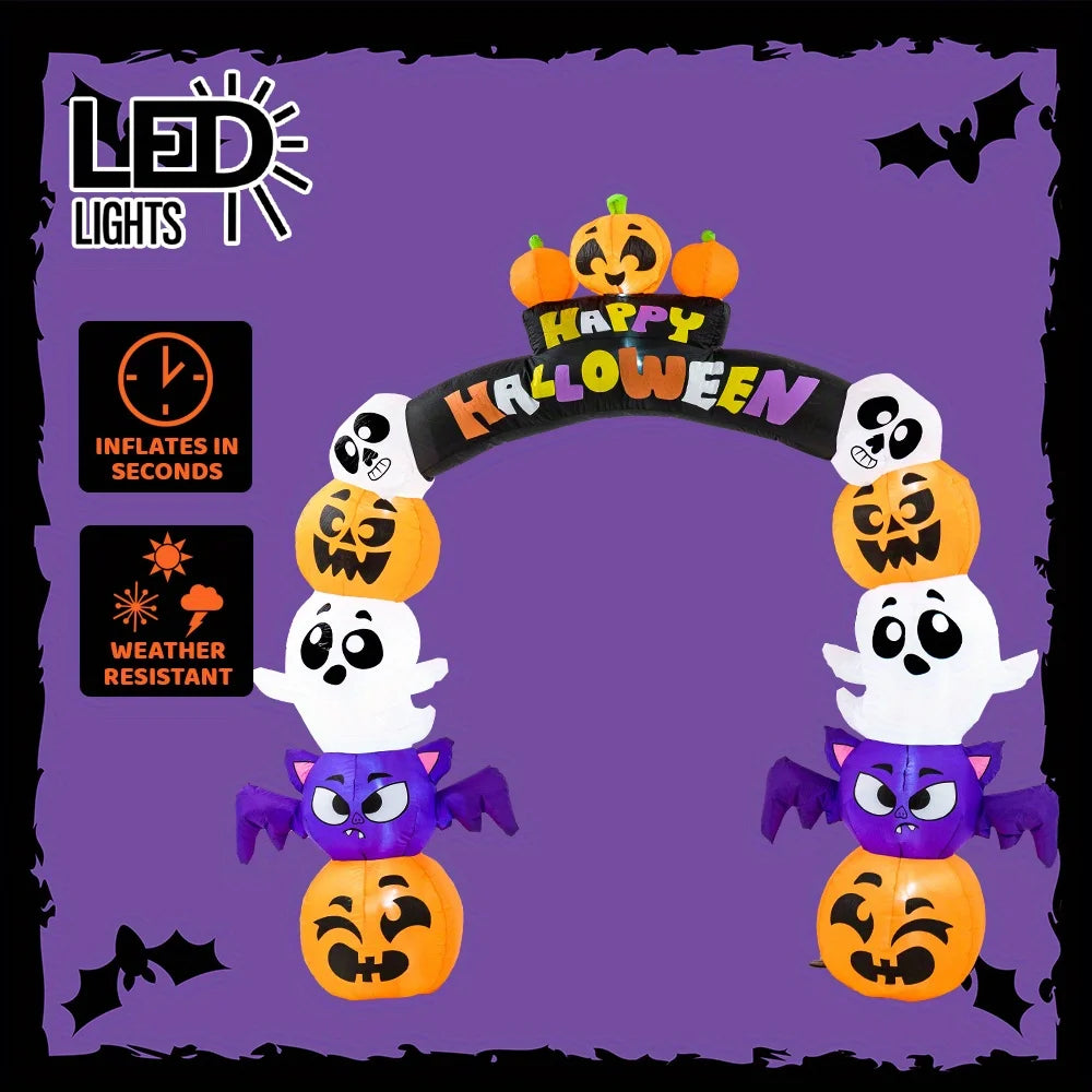 Joyfy Halloween Pumpkin Archway Inflatable With LED Lights Outdoor Decoration