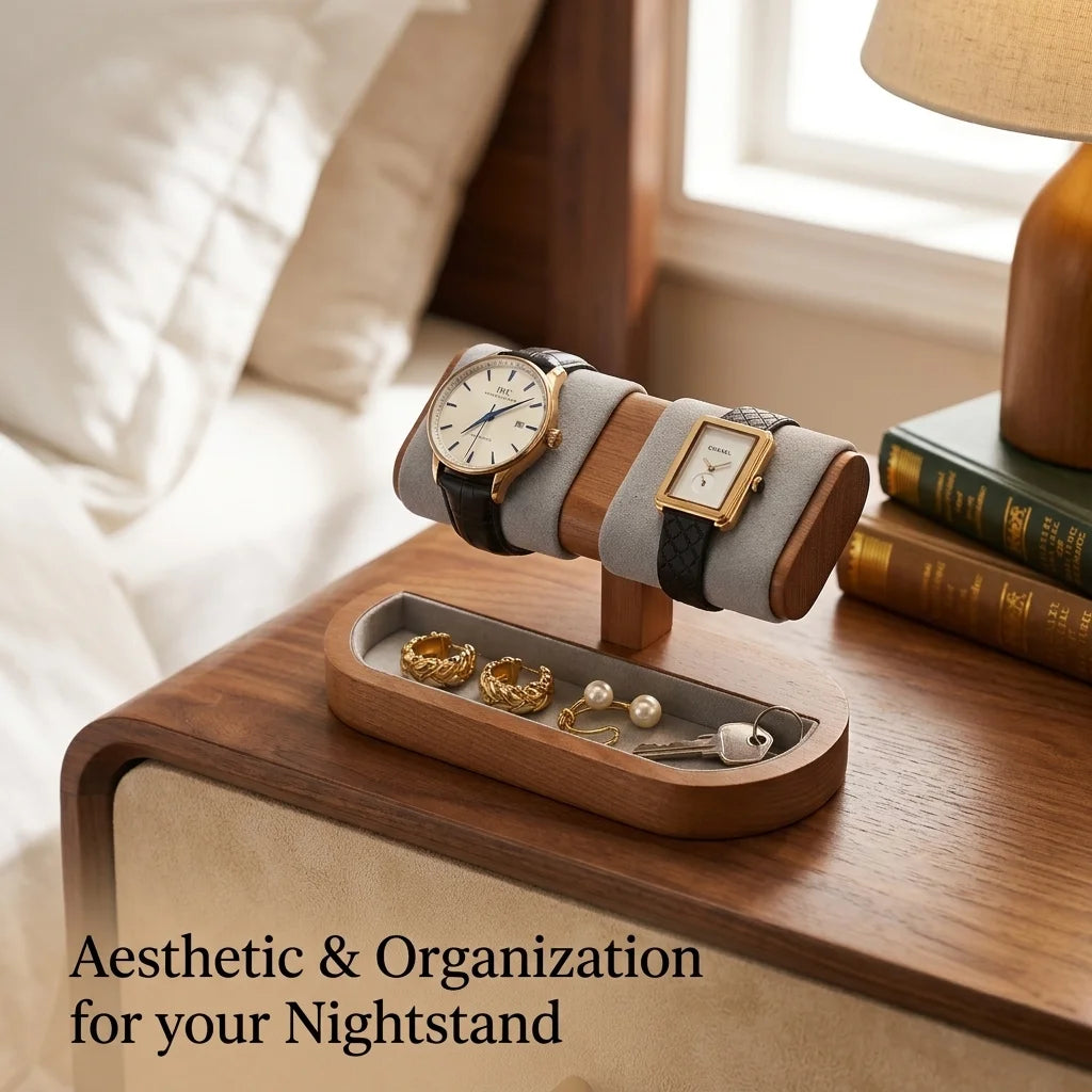 Oirlv Wooden Watch Display Stand And Jewelry Holder Organizer