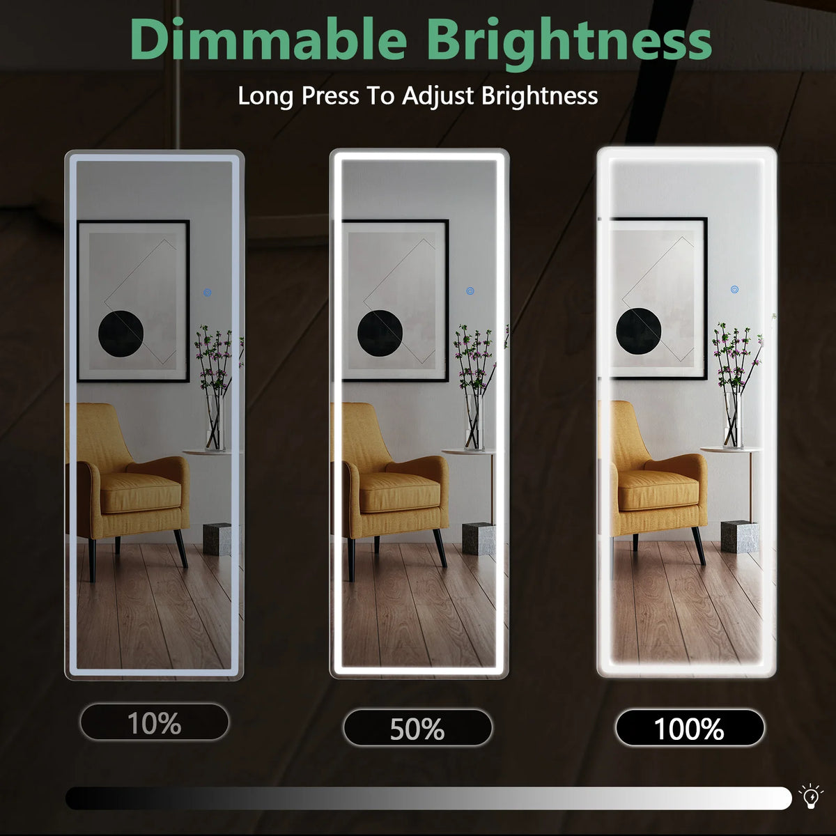 MCQ Full Length Shatterproof Glass Mirror With Slim Aluminum Frame