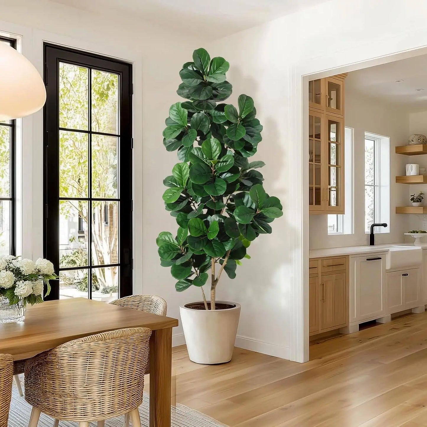 HiMISS Realistic Fiddle Leaf Fig Tree Artificial Planter Home Decor