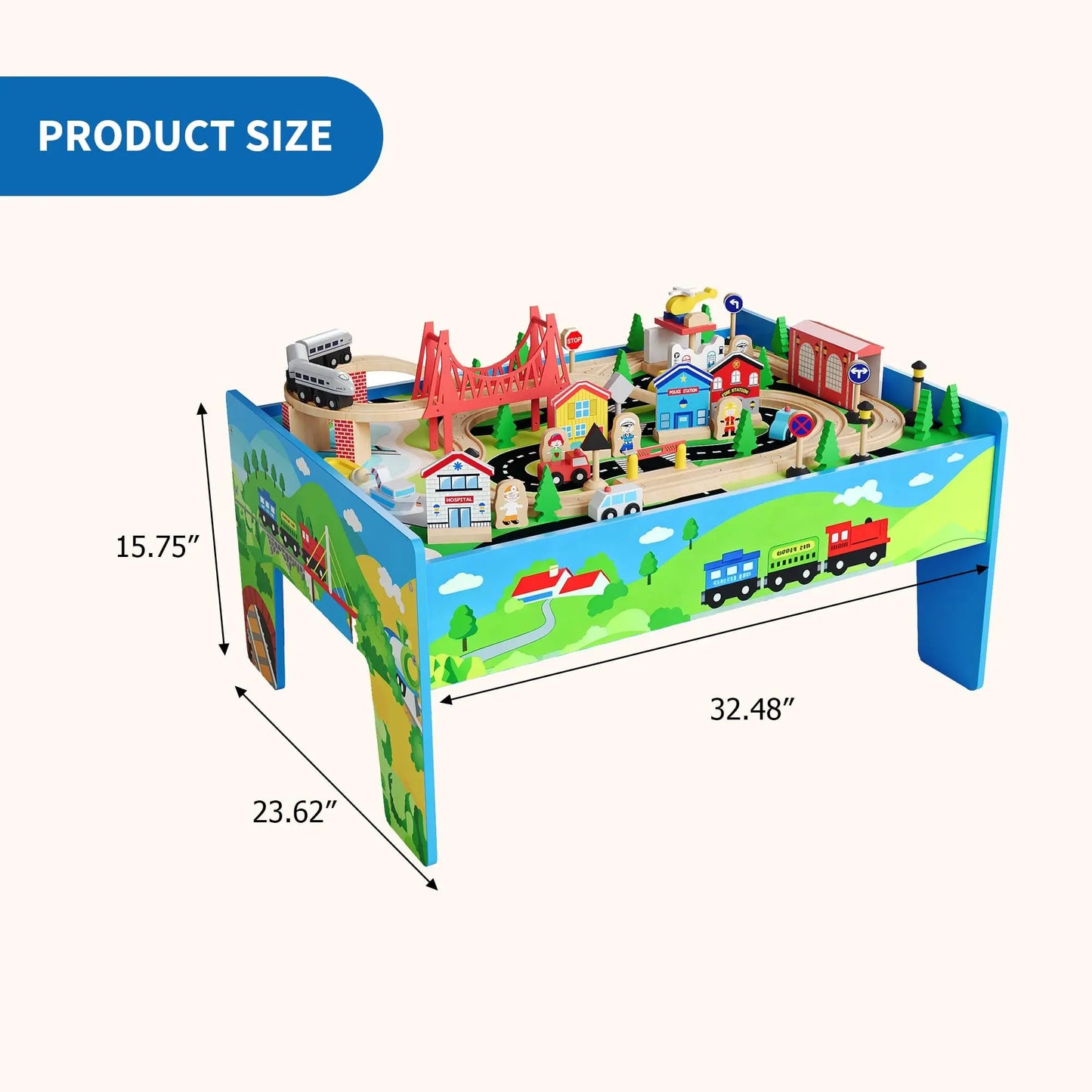 78PCS 4-in-1 Wooden Train Table Set For Kids, Reversible Activity Desk Art Easel Building Block Table With Tracks & Storage Bin