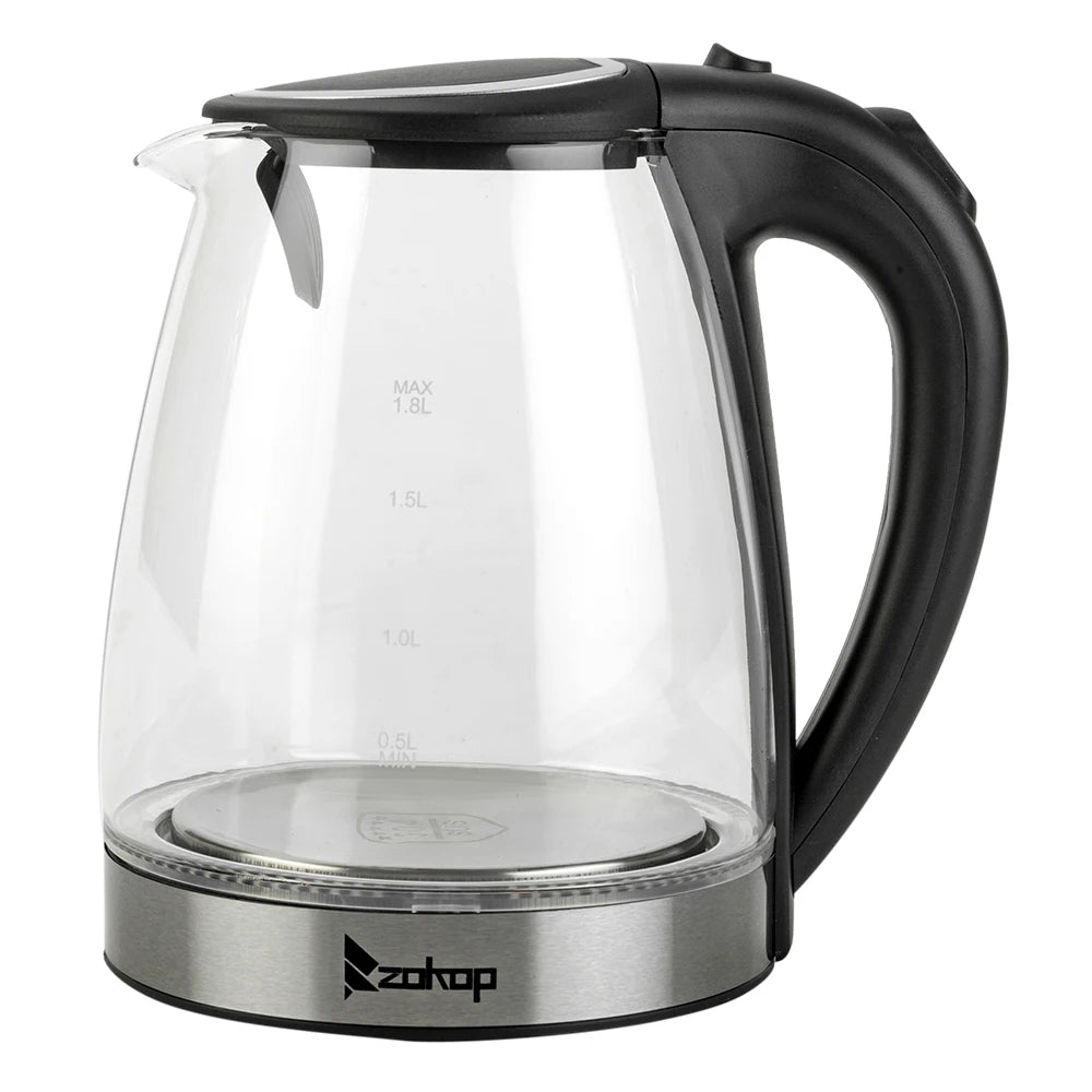 ZOKOP Electric Glass Kettle Auto Shut Off With LED Base