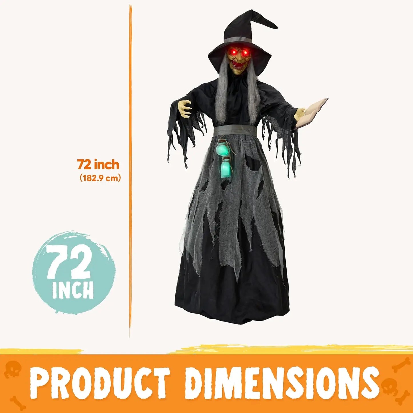 Joyfy Sound Activated Animatronic Witch Halloween Outdoor Decor