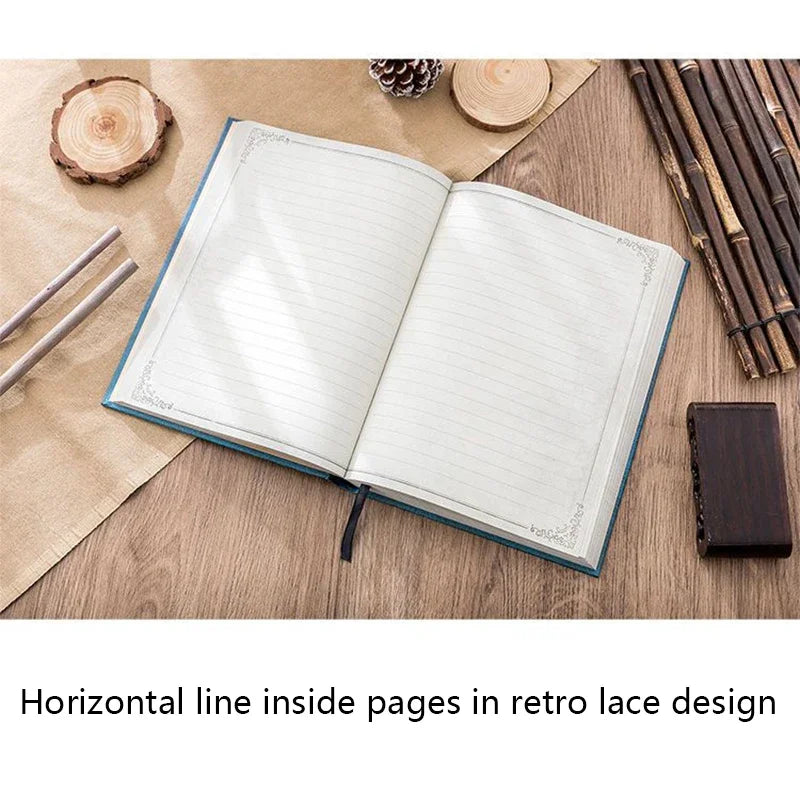 Retro Hardcover Horizontal Line Notebook For Student Office Use