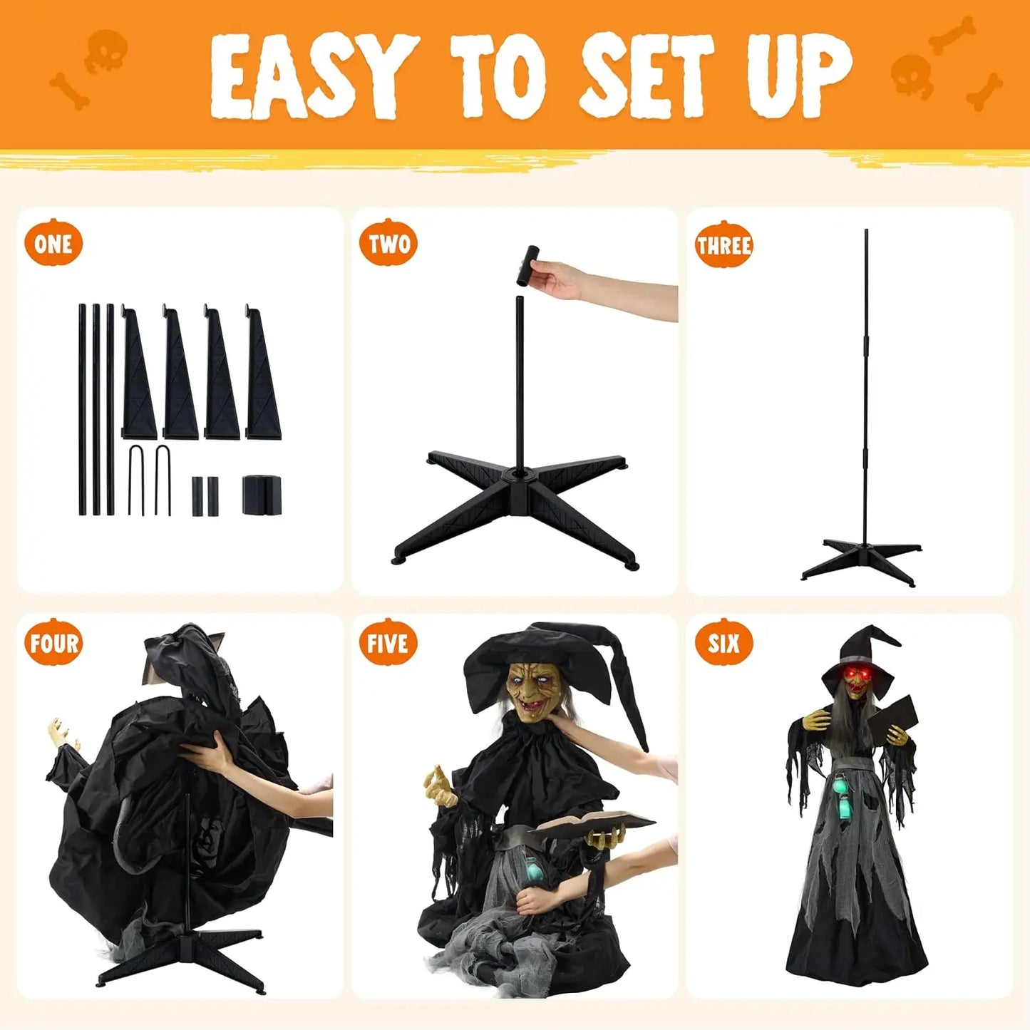 Joyfy Sound Activated Animatronic Witch Halloween Outdoor Decor