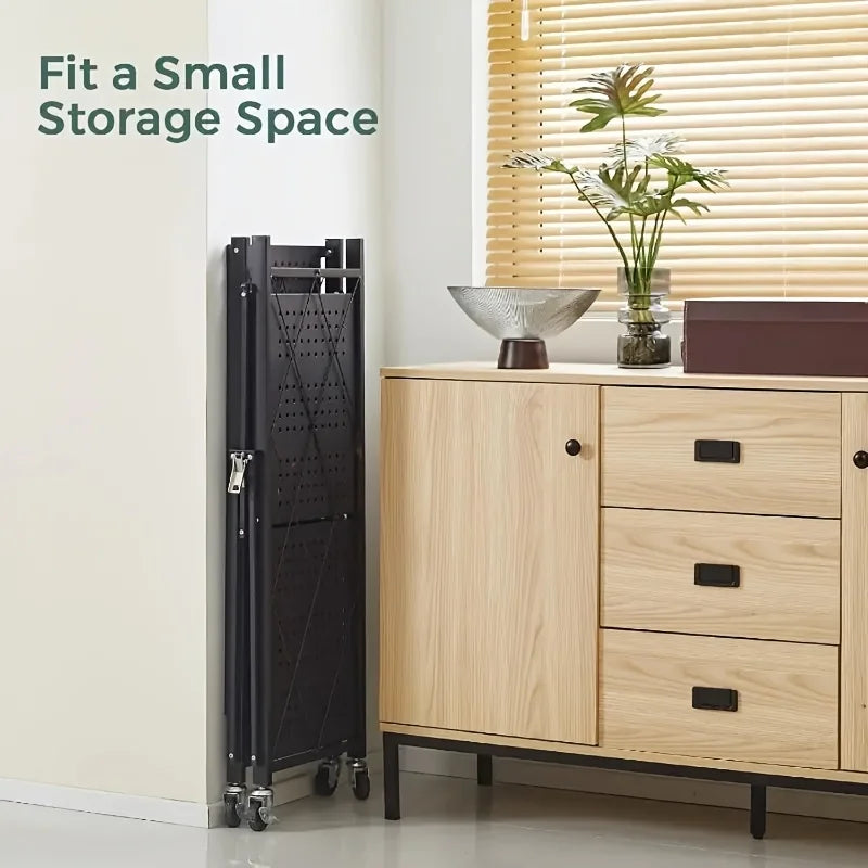 Us3 Layer Foldable Storage Rack With Wheels High Load Capacity